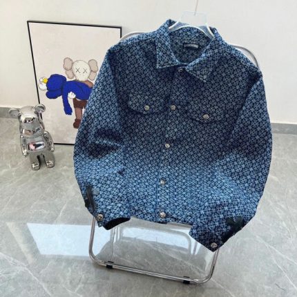 Chrome Heart Double-sided jacquard leather denim jacket