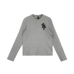Ch Gray Leather Cross Patch Long Sleeve Tshirt